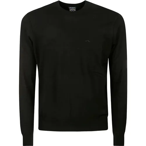 Embroidered Wool Stretch Crewneck Sweater , male, Sizes: L - PAUL & SHARK - Modalova