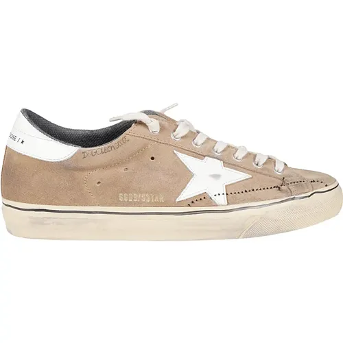 Brown Suede Star Patch Flat Shoes , male, Sizes: 11 UK, 7 UK - Golden Goose - Modalova