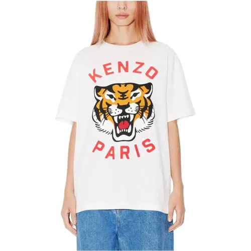 Lucky Tiger Oversize Unisex T-Shirt , Damen, Größe: L - Kenzo - Modalova