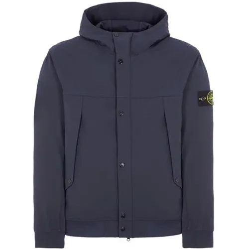 Blaue Kapuzenblouson mit wasserlosem Farbsystem , Herren, Größe: M - Stone Island - Modalova