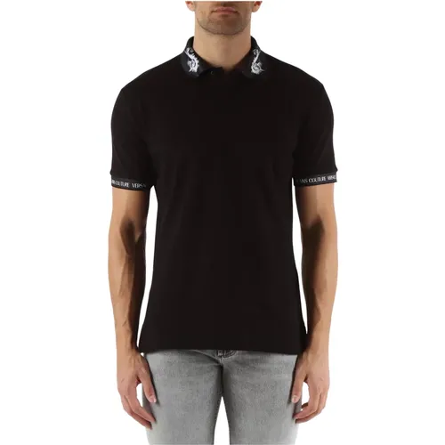 Slim Fit Cotton Polo with Contrast Details , male, Sizes: XL - Versace Jeans Couture - Modalova