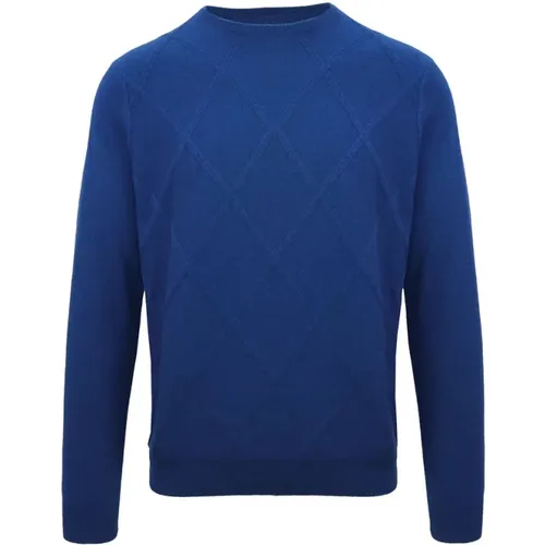 Cashmere Sweater with Check Embroidery , male, Sizes: M, XL, 2XL, L, S - Malo - Modalova