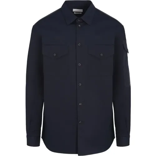 Tape Detail Cotton Shirt , male, Sizes: M, L - alexander mcqueen - Modalova