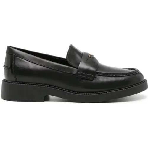 Schwarze Leder Loafer Flats , Damen, Größe: 38 EU - Michael Kors - Modalova