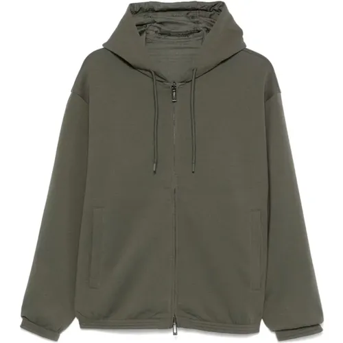 Grüner Pullover Wendbare Kapuzenjacke , Herren, Größe: S - Emporio Armani - Modalova