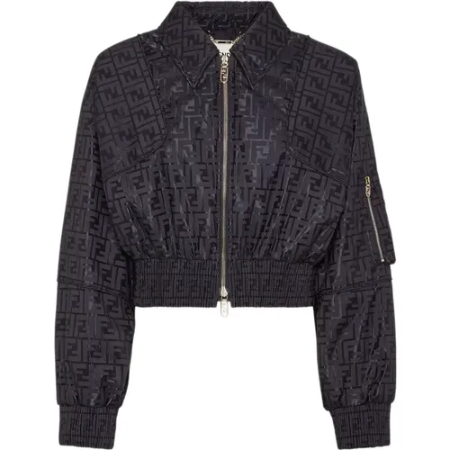 Bomber Jacket FF Jacquard Fabric , female, Sizes: M - Fendi - Modalova