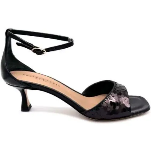 Leather High Heel Sandals with Sequin Embellishments , female, Sizes: 6 UK, 3 UK, 5 UK - Roberto Festa - Modalova