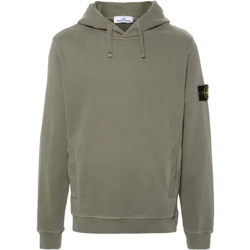 Grüner Pullover mit Kapuze und Abzeichen , Herren, Größe: XL - Stone Island - Modalova