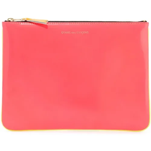 Fluorescent Leather Pouch with Golden Zipper , female, Sizes: ONE SIZE - Comme des Garçons - Modalova