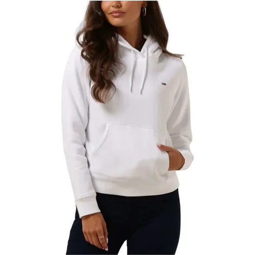 Weiße Fleece Hoodie Pullover , Damen, Größe: L - Tommy Jeans - Modalova