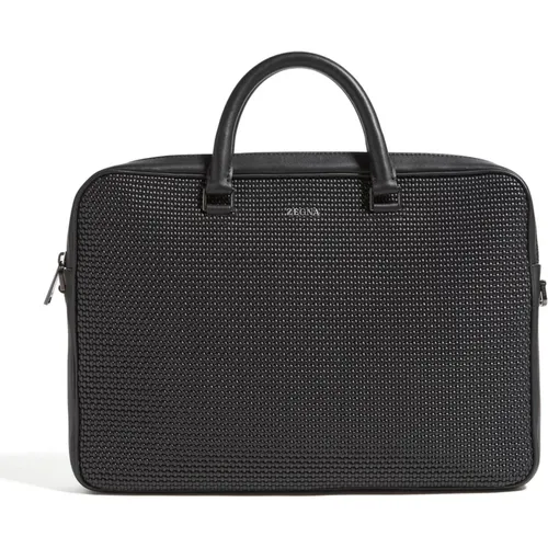 Business Bag in Pelle Tessuta , male, Sizes: ONE SIZE - Ermenegildo Zegna - Modalova