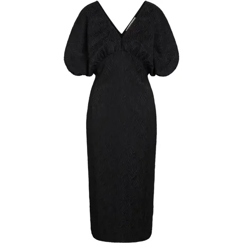 Elegantes Langes Schwarzes Kleid mit V-Ausschnitt , Damen, Größe: M - RUE de FEMME - Modalova