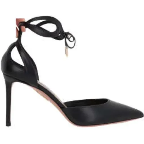 Leather Cut-Out Heel Décolleté , female, Sizes: 3 1/2 UK - Aquazzura - Modalova