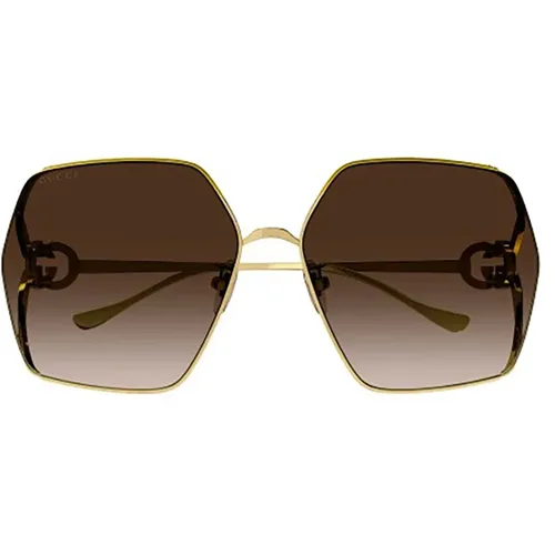 Brown Sunglasses for Women , female, Sizes: 64 MM - Gucci - Modalova