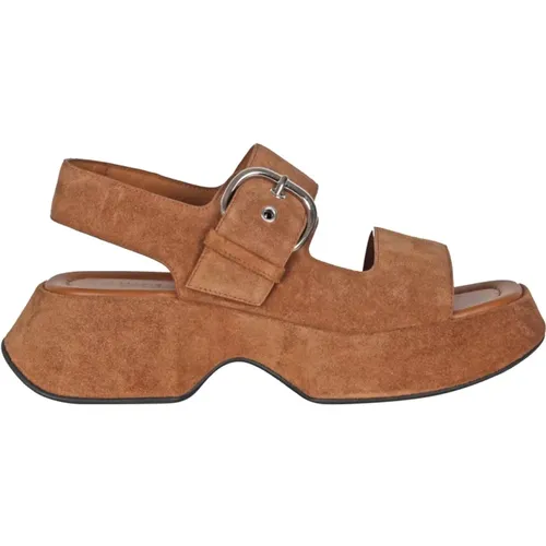 Sandaletten mit Plateausohle aus Wildleder und Metallschnalle , Damen, Größe: 39 EU - Vic Matié - Modalova