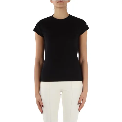Cotton T-shirt with Logo Embroidery , female, Sizes: M, S - Elisabetta Franchi - Modalova