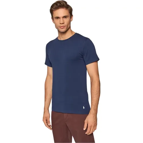 Stretch T-Shirts - Blau , Herren, Größe: L - Ralph Lauren - Modalova