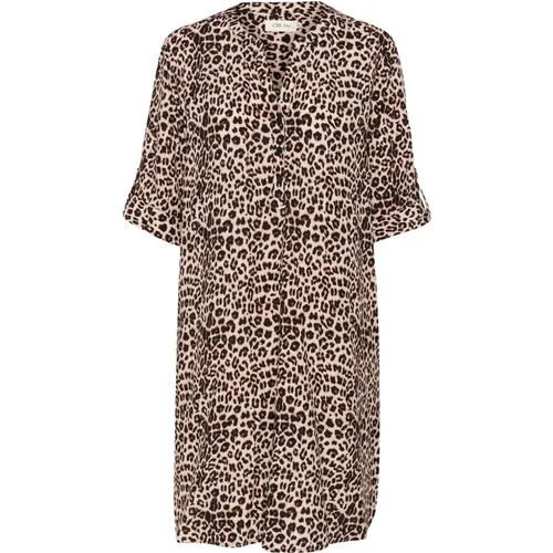 Leopardenmuster Kleid Animal Neutral , Damen, Größe: L - Cream - Modalova