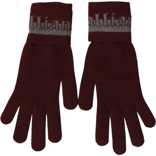 Maroon Wool Blend Logo Handschuhe , Damen, Größe: ONE Size - John Galliano - Modalova