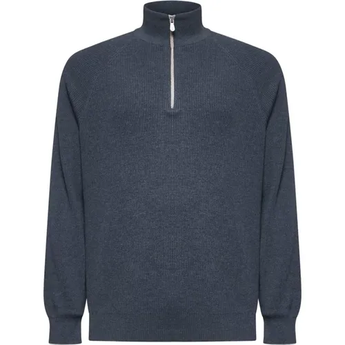 Grauer Pullover mit Reißverschluss - BRUNELLO CUCINELLI - Modalova