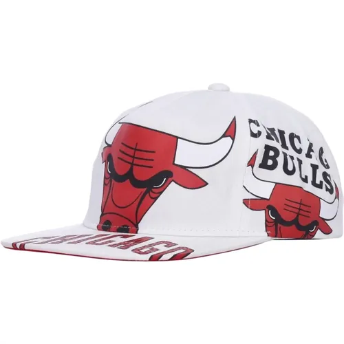 Chicago Bulls Flat Brim Cap , male, Sizes: ONE SIZE - Mitchell & Ness - Modalova