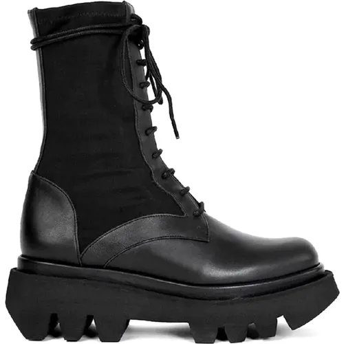 Leather Military Boots with Platform Sole , female, Sizes: 6 UK, 5 UK - Paloma Barceló - Modalova
