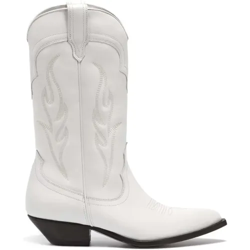 Weiße Kalbsleder-Cowboy-Stiefel mit Stickerei - Sonora - Modalova