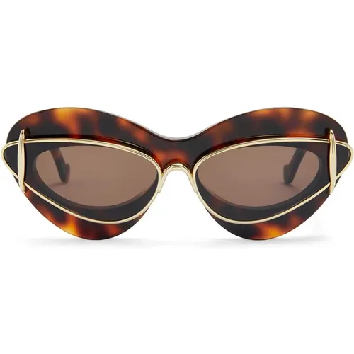 Dark Havana Cat-Eye Sunglasses , female, Sizes: ONE SIZE - Loewe - Modalova