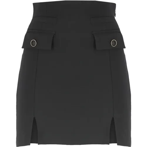 Mini Skirt with Front Flap , female, Sizes: M, S - Elisabetta Franchi - Modalova