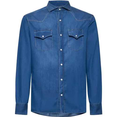 Denim Shirt with Pointed Collar , male, Sizes: M, L, XL - BRUNELLO CUCINELLI - Modalova