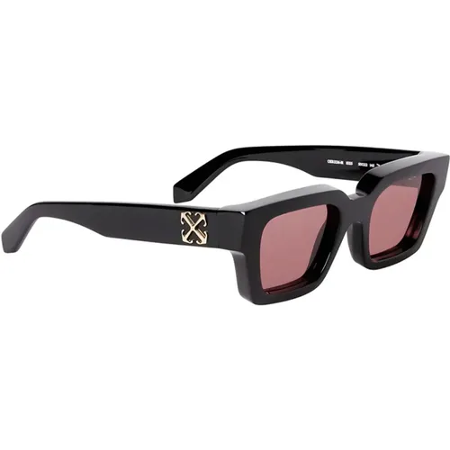 Ikonoische Virgil Metall Logo Sonnenbrille , Herren, Größe: 50 MM - Off White - Modalova