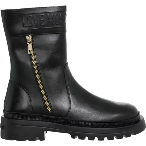 Reißverschluss Stiefeletten Einfarbig , Damen, Größe: 36 EU - Love Moschino - Modalova