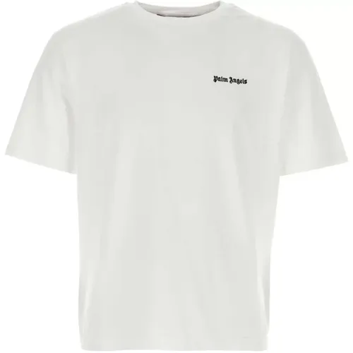 Weißes Baumwoll-T-Shirt - Klischer Stil , Herren, Größe: M - Palm Angels - Modalova