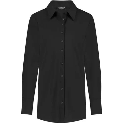 Schwarze Brooklyn Bluse mit Kragen , Damen, Größe: L - Lady Day - Modalova