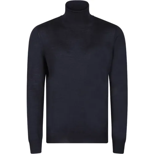 Dark Blue High Neck Sweater , male, Sizes: M, L, XL, 2XL - Gran Sasso - Modalova