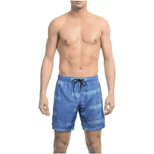 Blaue All-over Print Badeshorts , Damen, Größe: M - Bikkembergs - Modalova