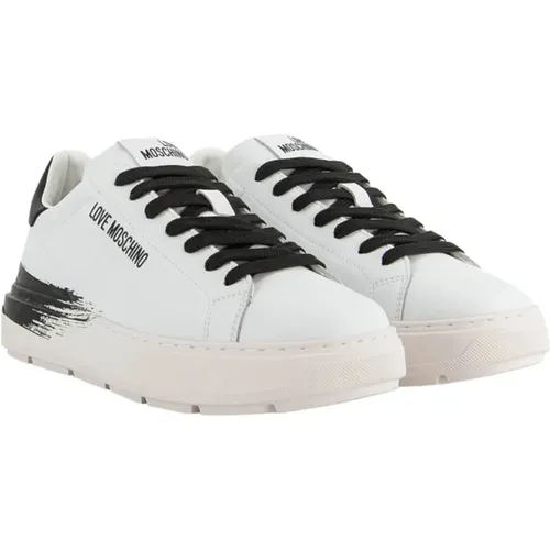 Stylische Weiße Sneaker , Damen, Größe: 39 EU - Love Moschino - Modalova