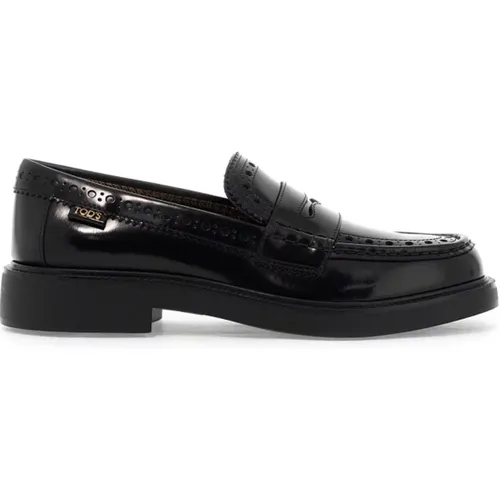 Gebürstete Leder Brogue Loafers , Damen, Größe: 39 EU - TOD'S - Modalova