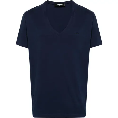 Blau Logo V-Ausschnitt T-Shirt - Dsquared2 - Modalova