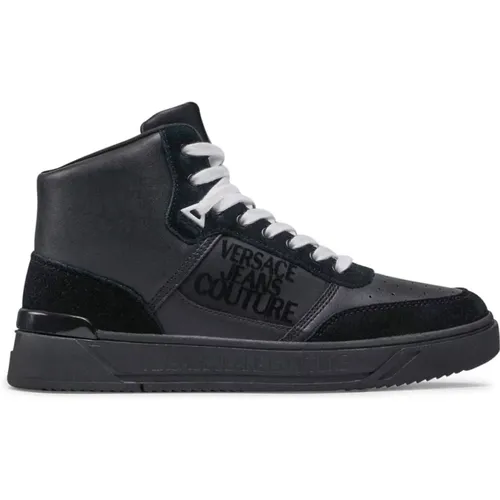 Leather High Top Sneakers , male, Sizes: 6 UK, 8 UK, 11 UK - Versace Jeans Couture - Modalova