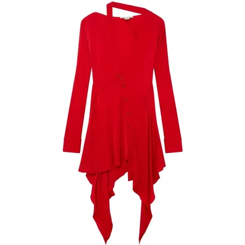 Rotes asymmetrisches Kleid mit Ausschnitt - Stella Mccartney - Modalova