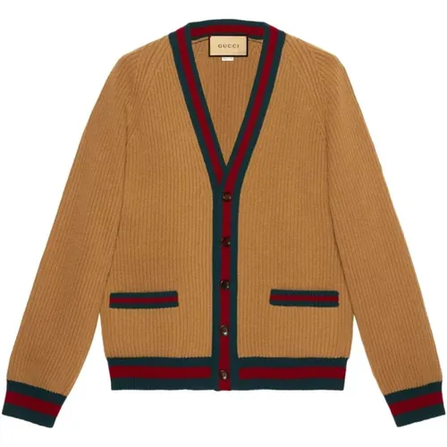 Stilvolle Pullover,Web Motif Woll Cardigan Sweater - Gucci - Modalova