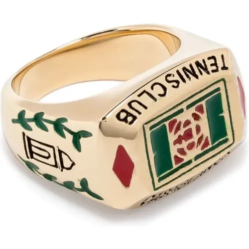 Golden Tennis Club Ring Enamel Logo , unisex, Sizes: M, L - Casablanca - Modalova