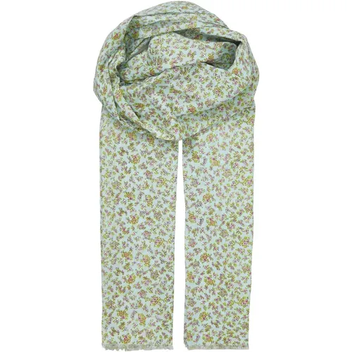 Floral Scarf with Raw Edges , female, Sizes: ONE SIZE - Becksöndergaard - Modalova