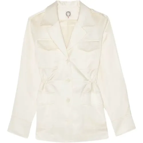 Neva ivory cotton satin jacket - Ines De La Fressange Paris - Modalova