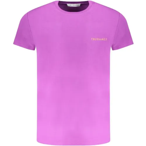 Lila Print Logo T-Shirt , Herren, Größe: S - Trussardi - Modalova