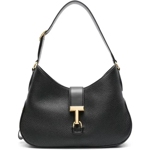 Leather Shoulder Bag Hammered Texture , female, Sizes: ONE SIZE - Tom Ford - Modalova