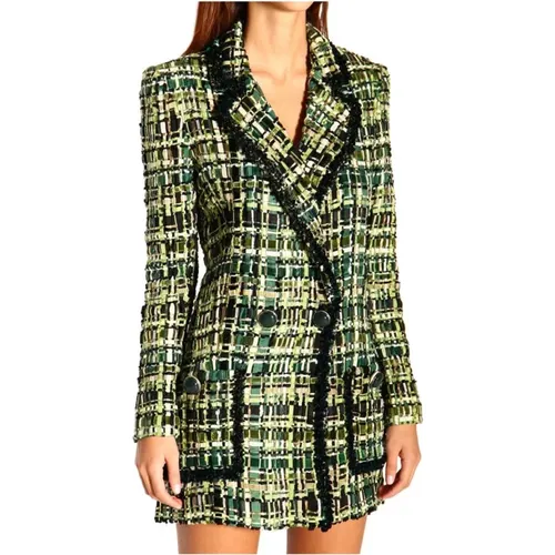 Klassische Grüne Jacke mit Knopfverschluss , Damen, Größe: S - Elisabetta Franchi - Modalova