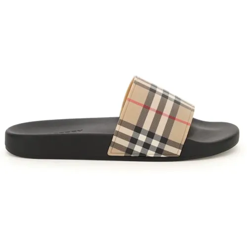 Tartan Print Rubber Slides , male, Sizes: 5 UK, 2 UK - Burberry - Modalova