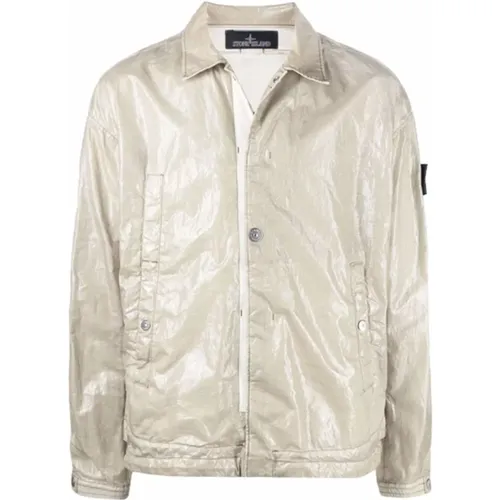Compass Patch Linen Jacket , male, Sizes: XL, L - Stone Island - Modalova